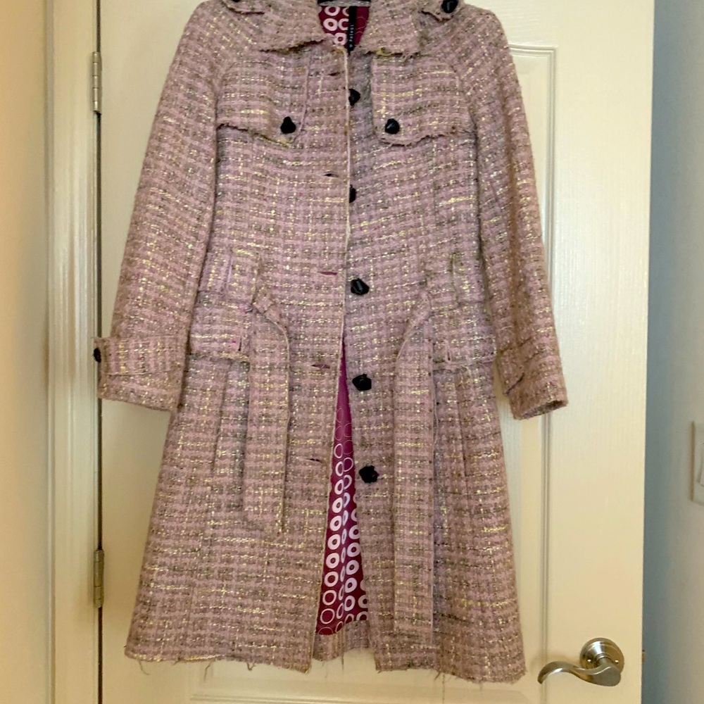 Poleci Frayed Tweed Coat